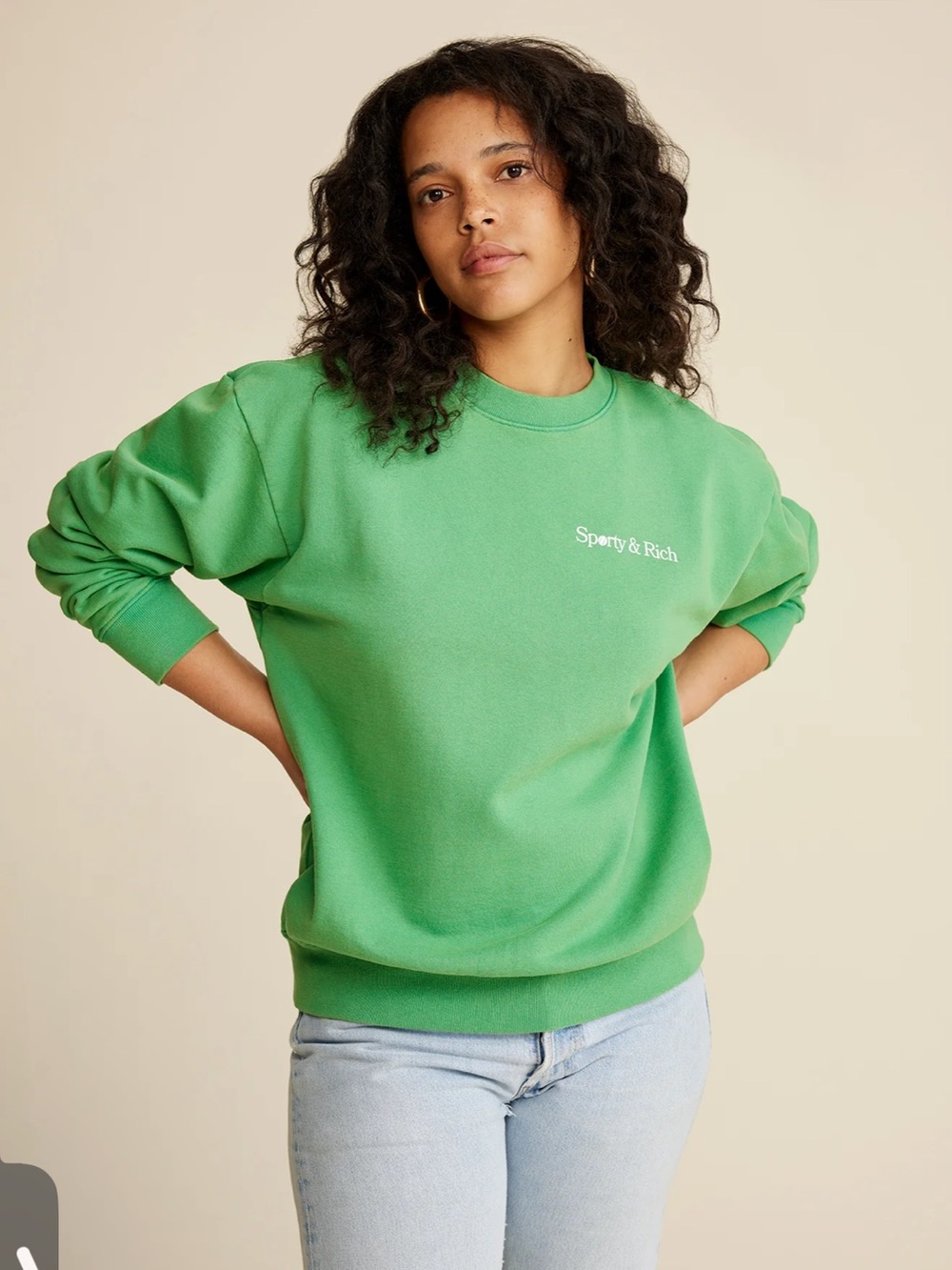 Sporty & Rich Green Crewneck Sweatshirt small excellent